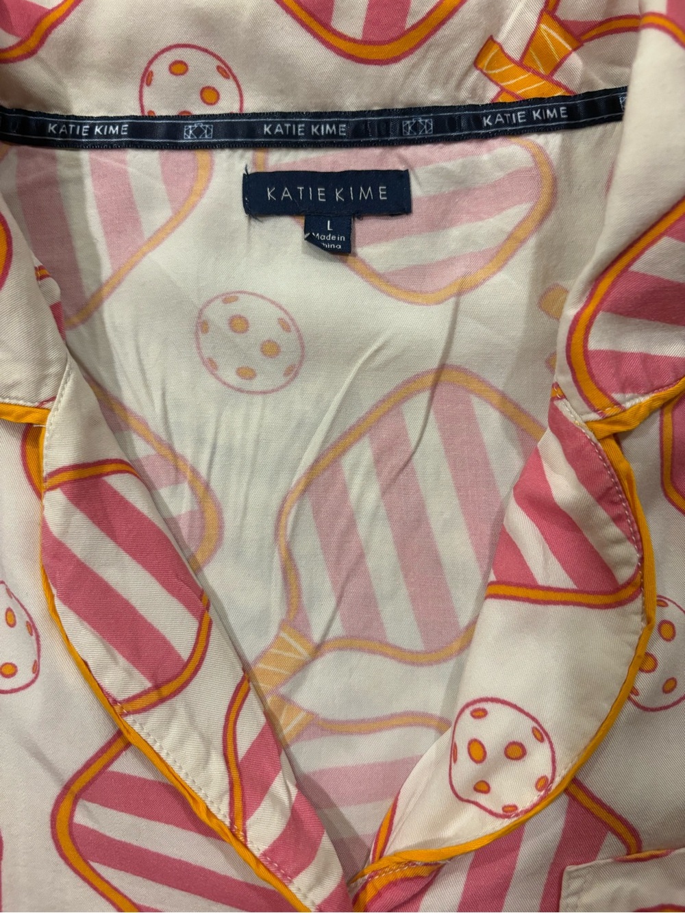 Women’s Pink & Cream Printed Short Pajama Set Size Large - Picture 2 of 5